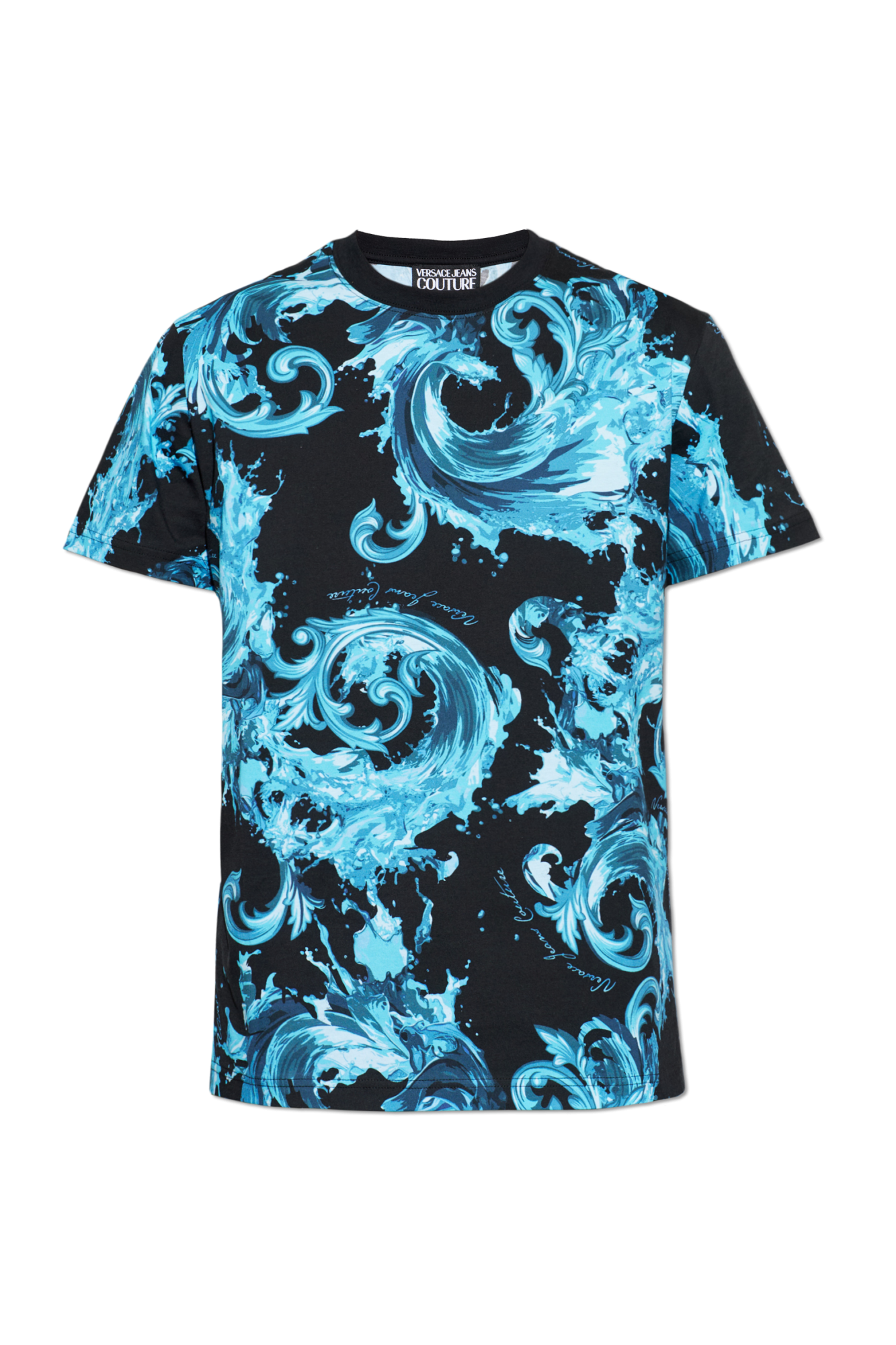 Blue T-shirt with 'barocco' print Versace Jeans Couture - Vitkac
